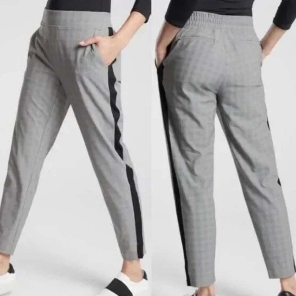 Athleta Plaid Brooklyn Ankle Pants Side Stripe Lightweight Casual Travel Work 8P